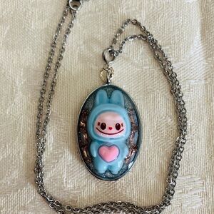 Handmade Kawaii “Labubu” Bunny Necklace with Rhinestones